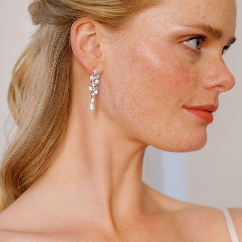 Verona crystal and teardrop pearl earrings - Liberty in Love