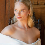 Vesper zirconia crescent and pearl earrings (gold)