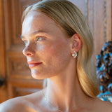 Vesper zirconia crescent and pearl earrings (gold)