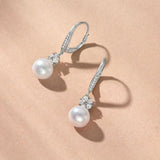 Violette floral crystal & pearl drop earrings (silver)