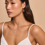 Violette floral pearl earrings and pendant necklace set (gold)