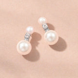 Nell pearl and crystal drop earrings (silver)