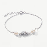 Woodstock pearl and marquise zirconia bracelet (silver)