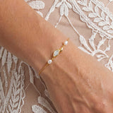 Woodstock pearl and marquise zirconia bracelet (gold)