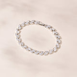 Zephyrine crystal leaves bracelet (silver)