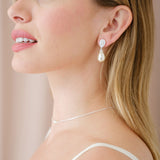Ambrosia CZ and teardrop pearl earrings (silver) - Liberty in Love