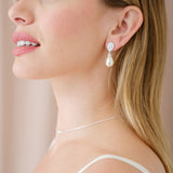 Ambrosia CZ and teardrop pearl earrings (silver)