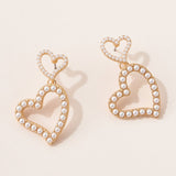 Double Heart Pearl Post Earrings - Liberty in Love