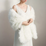 Ivory long feather bridal wrap (wide) - Liberty in Love