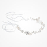 Lily blossom, pearl buds and leaves hair vine (silver)