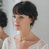 Luna single pearl chain choker necklace (silver)
