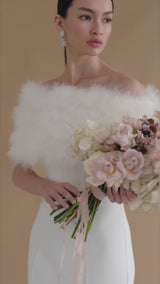 Ivory feather bridal stole