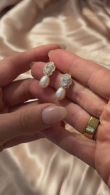 Syren statement zirconia and pearl earrings (silver)