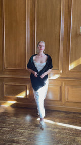 Sia black faux fur hand-knitted bridal wrap