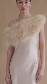 Champagne feather bridal stole