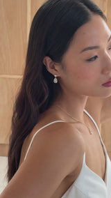 Luce pear-cut crystal drop earrings (silver)