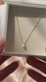 Dott delicate zirconia and pearl pendant necklace (gold)