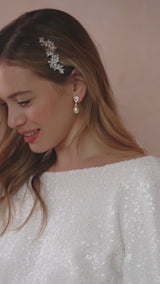 Ambrosia CZ and teardrop pearl earrings (silver)