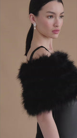 Black feather bridal stole