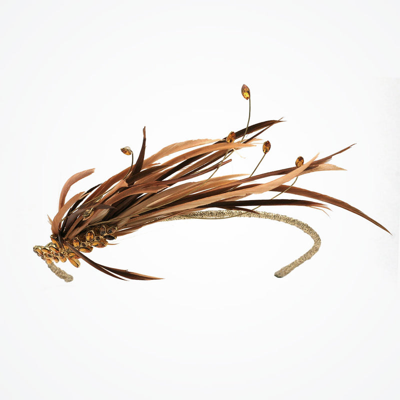 Amber feather and swarovski fascinator band - Liberty in Love