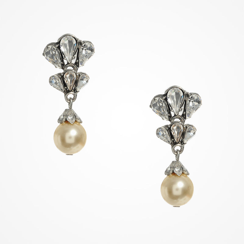 Crystal cluster pearl drop earrings - Liberty in Love