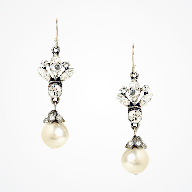 Pearl and crystal linear drop earrings - Liberty in Love