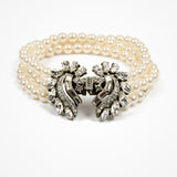 Pearl bracelet with rounded swirl crystal clusters - Liberty in Love