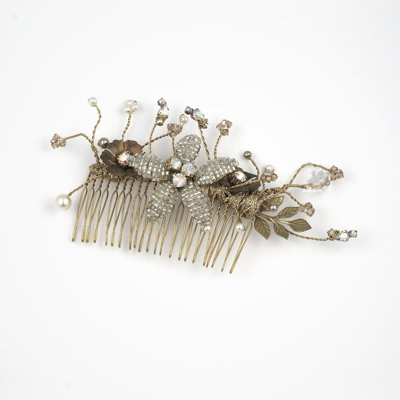 Fairytale beaded flower wedding comb - Liberty in Love
