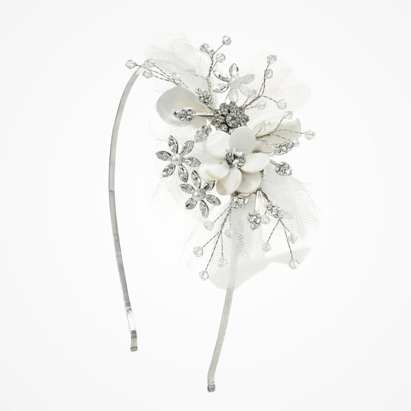 Matilda mother-of-pearl and tulle side headpiece - Liberty in Love