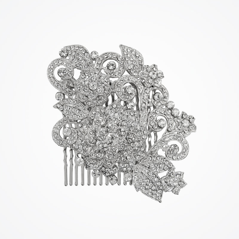 Swarovski crystal flower and leaf bridal comb - Liberty in Love
