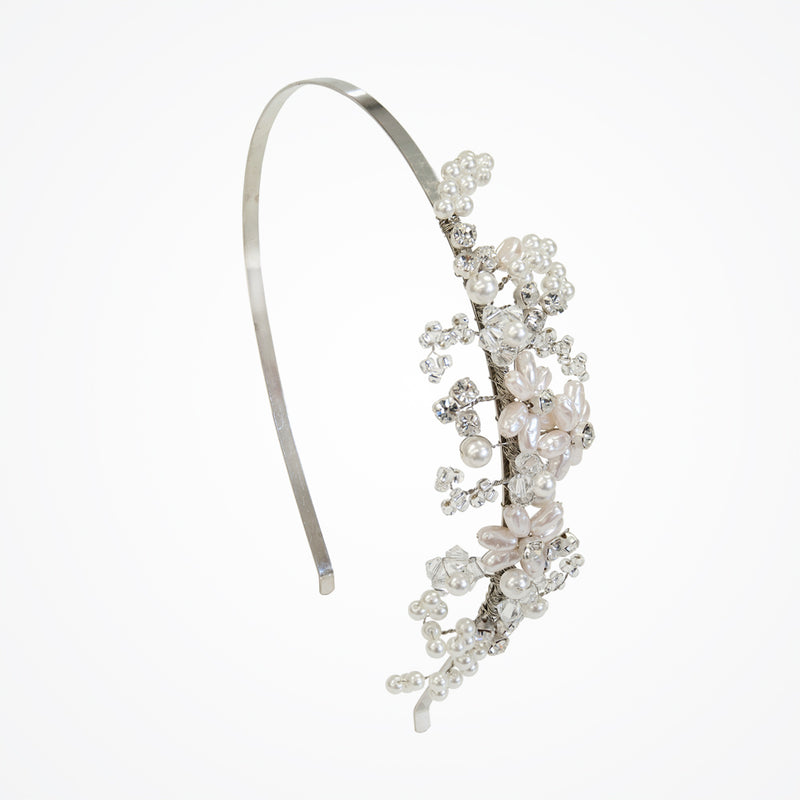 Pearl flower and sprig side tiara (UA10-09) - Liberty in Love