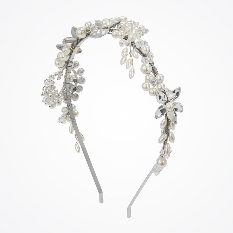 Crystal flower and pearl bridal headdress (UA11-27) - Liberty in Love