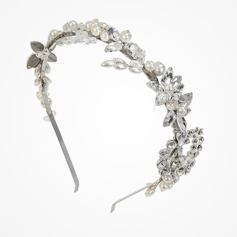 Crystal flower and pearl bridal headdress (UA11-27) - Liberty in Love