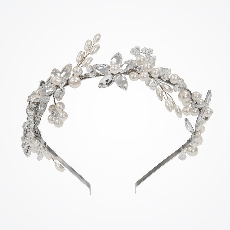 Crystal flower and pearl bridal headdress (UA11-27) - Liberty in Love