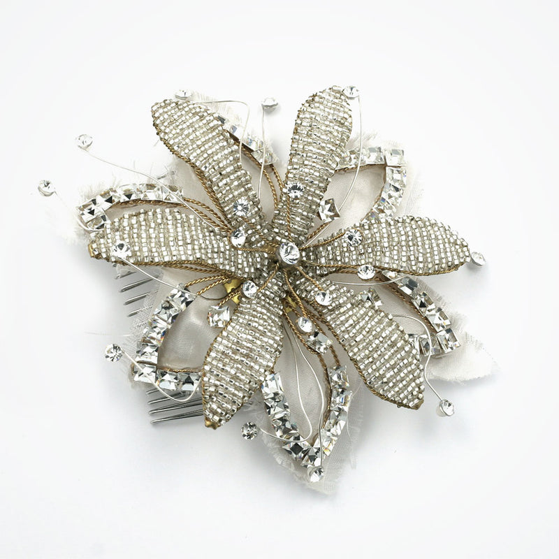 Amaryllis vintage beaded flower headpiece - Liberty in Love