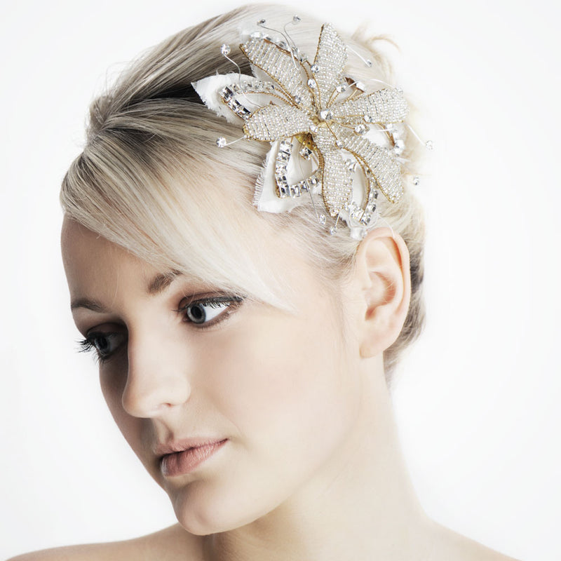 Amaryllis vintage beaded flower headpiece - Liberty in Love