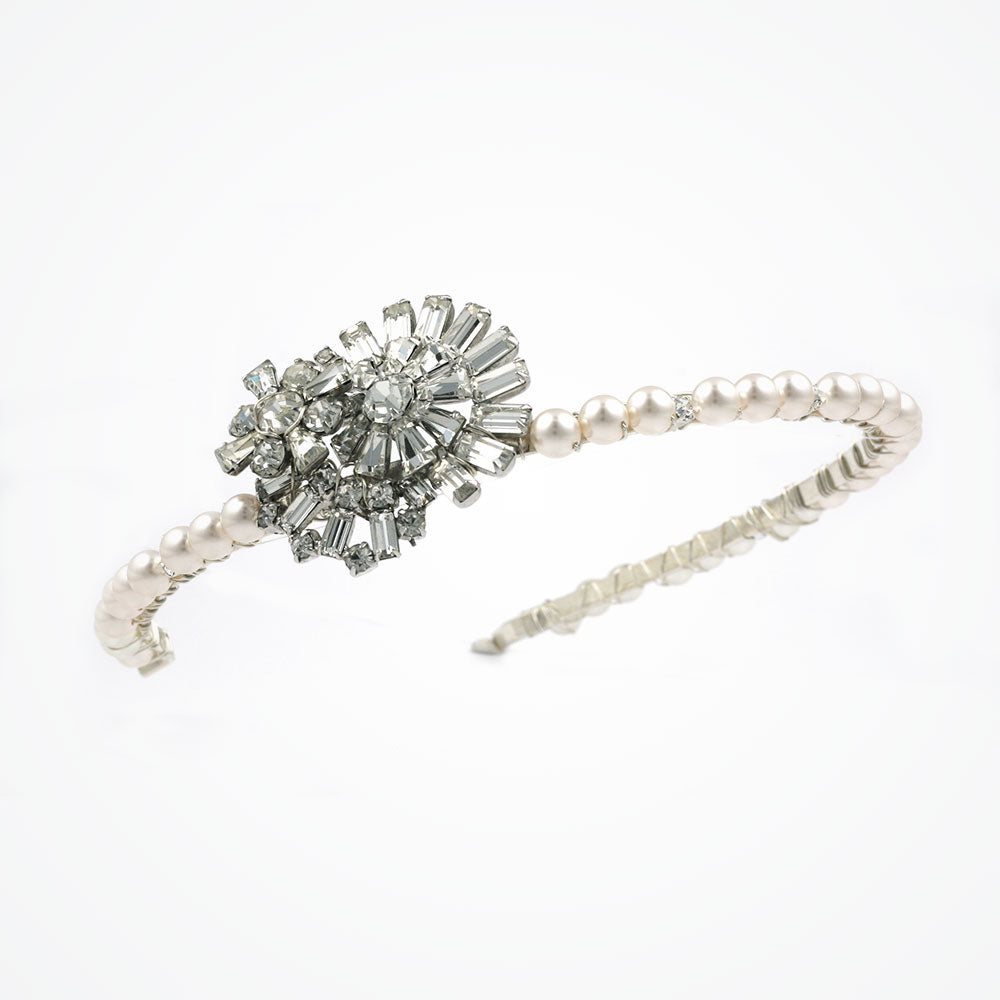 Vintage hollywood brooch pearl headband