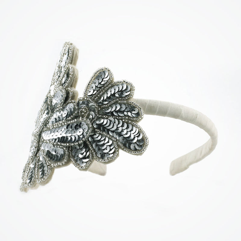 Silver sequined bridal headband - Liberty in Love