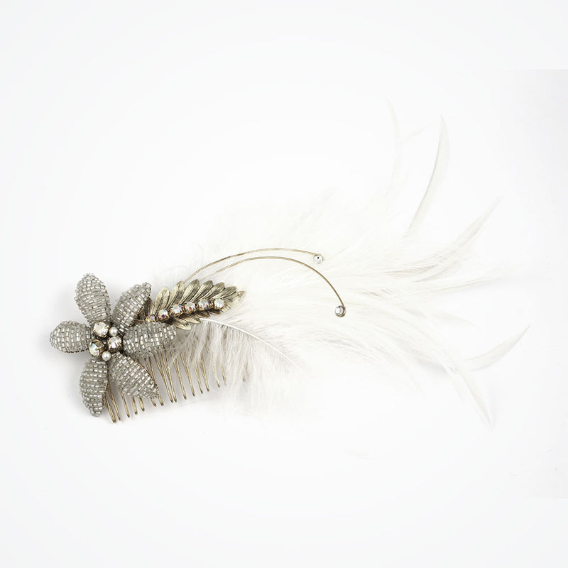 Fairytale beaded flower feather comb - Liberty in Love