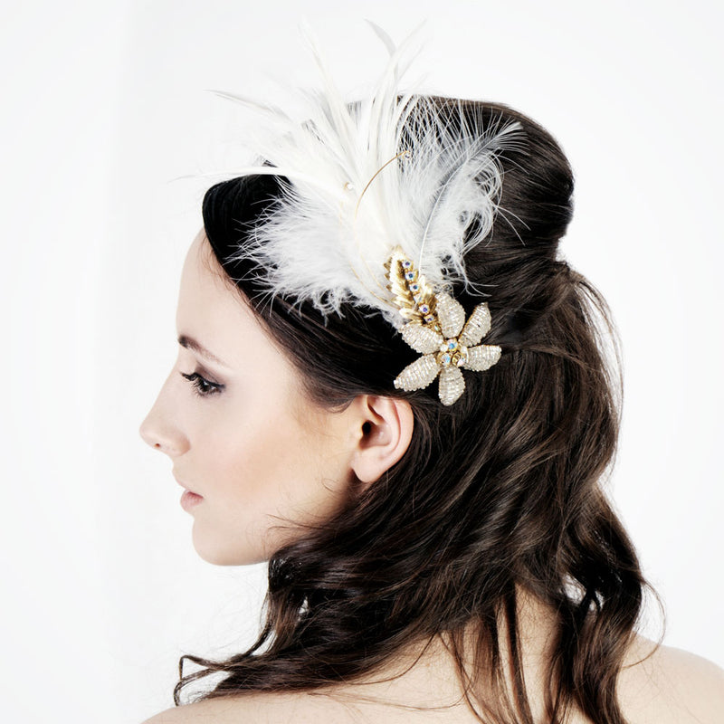 Fairytale beaded flower feather comb - Liberty in Love