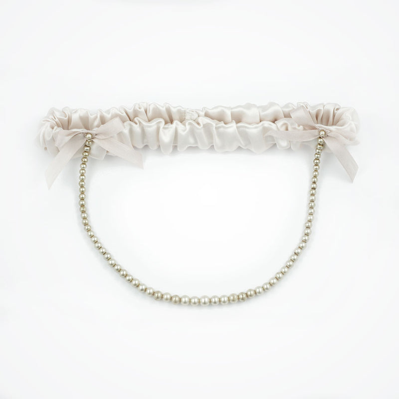 Carrie pearl draped blush silk garter - Liberty in Love