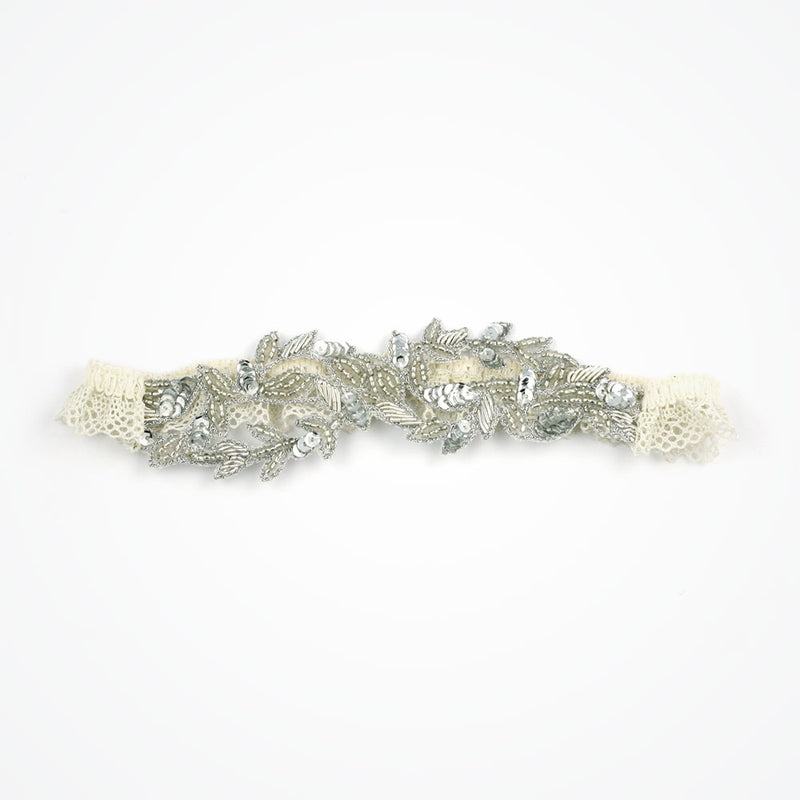 Aphrodite beaded leaf vintage garter (ivory) - Liberty in Love