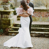 Blush pink ostrich feather bridal stole plus (size 16-18) - Liberty in Love