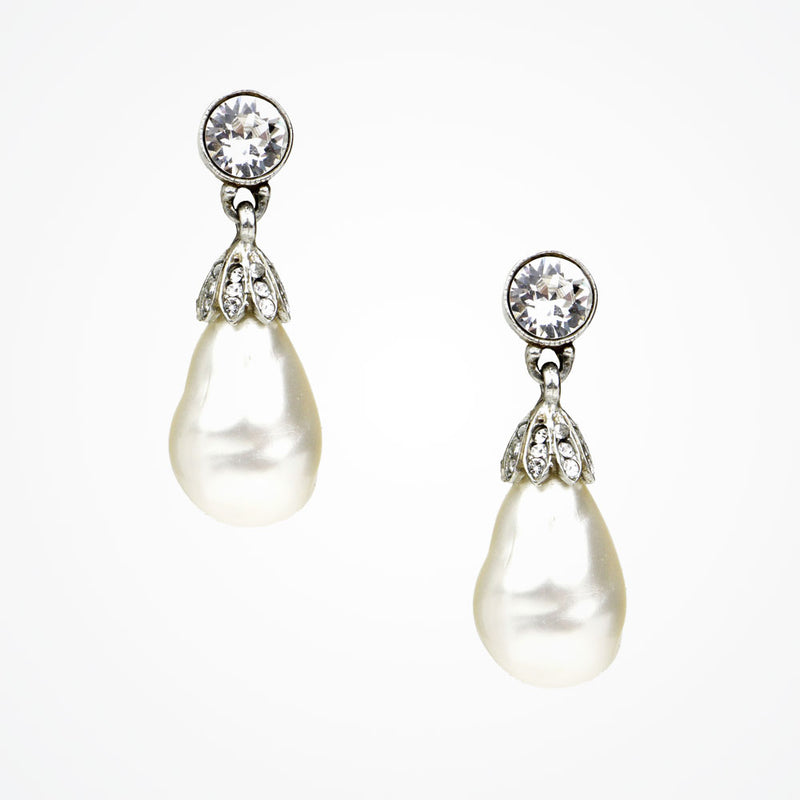 Crystal and baroque pearl droplet earrings - Liberty in Love