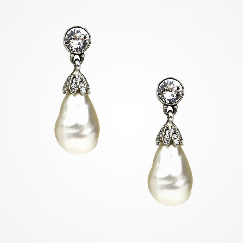 Crystal and baroque pearl droplet earrings - Liberty in Love