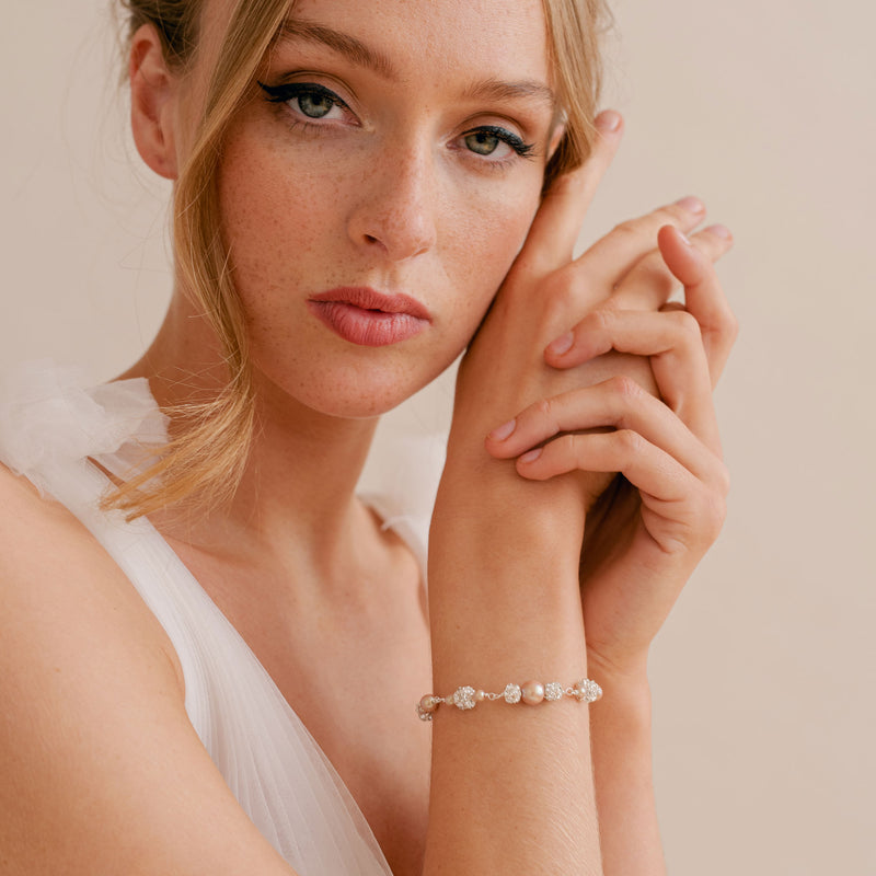 Abigail dusky pink pearl and diamante bracelet - Liberty in Love