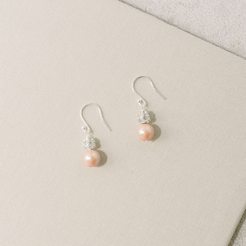 Abigail dusky pink pearl and diamante earrings - Liberty in Love