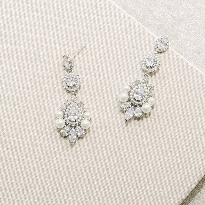 Aliz antique inspired pearl and crystal drop earrings - Liberty in Love