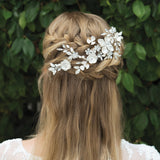 Alpine crystal and pearl enamelled floral hair clip - Liberty in Love