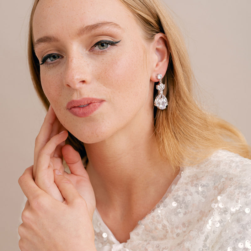 Amaya splayed crystal floral drop earrings - Liberty in Love
